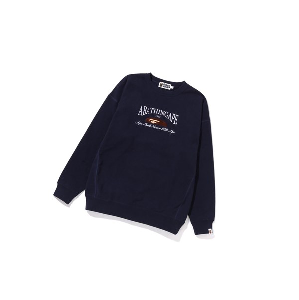 A BATHING APE Bape A Bathing Ape Embroidery Oversized Crewneck Sweatshirts Damen Navy Blau | 86951NEQY