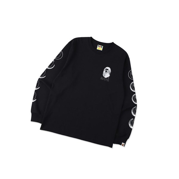 A BATHING APE Bape Ape Head Moon Long Sleeve Tee Long Sleeve T-shirts Herren Schwarz | 32671VAMI