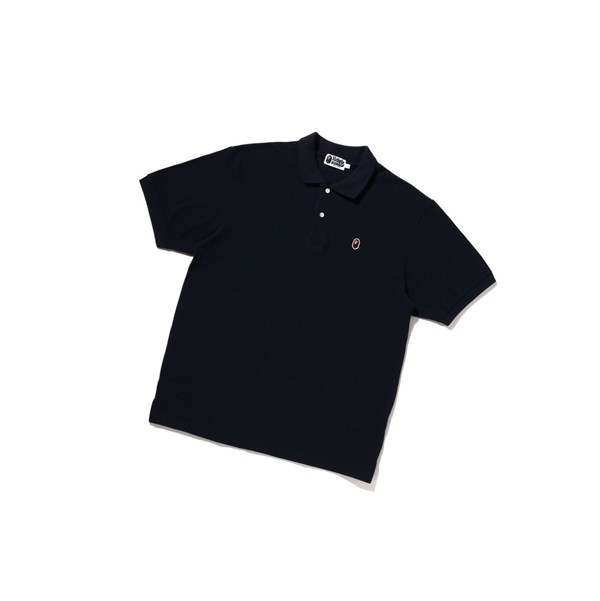 A BATHING APE Bape Ape Head One Point Relaxed Fit Kurzes Sleeve Polo Herren Navy Blau | 93508HCVO