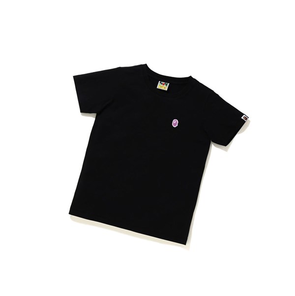 A BATHING APE Bape Ape Head One Point Tee Kurzes Sleeve T-shirts Damen Schwarz | 48091NKHY