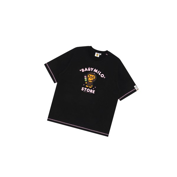 A BATHING APE Bape Baby Milo Boxy Fit Tee Kurzes Sleeve T-shirts Damen Schwarz | 83219DKCU