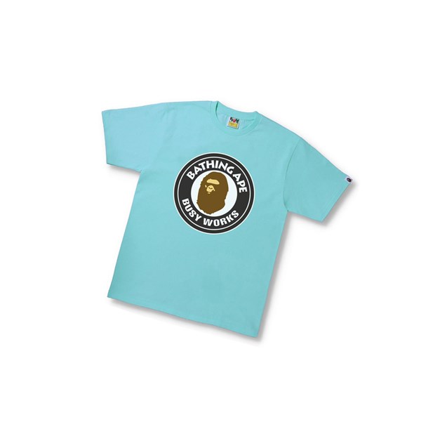 A BATHING APE Bape Busy Works Tee Kurzes Sleeve T-shirts Herren Blau | 25687LTNZ