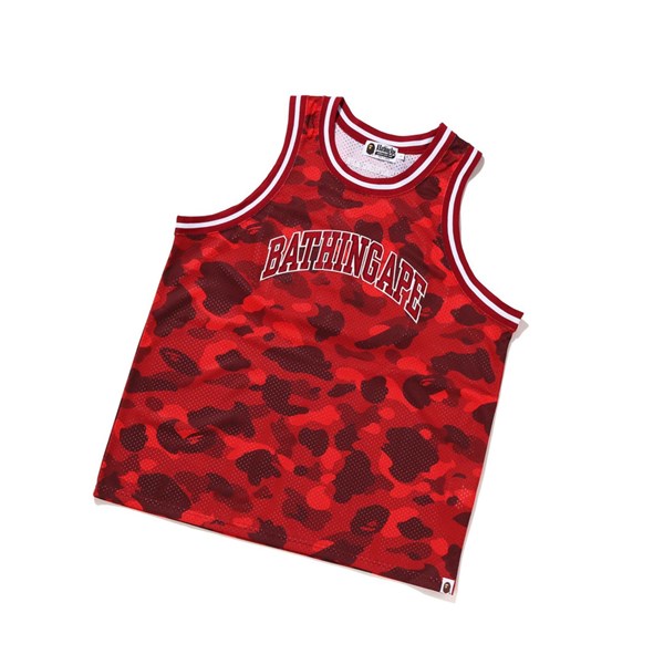 A BATHING APE Bape Color Camo Basketball Tank Top Tank Tops Herren Rot | 14705ZNYH