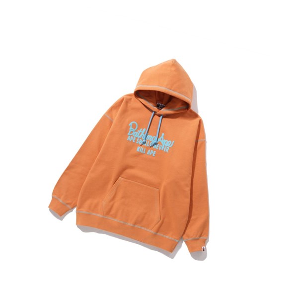 A BATHING APE Bape Color Stitching Oversized Pullover Hoodie Damen Orange | 50843TJVF