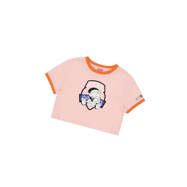 A BATHING APE Bape Graphic Cropped Tee Kurzes Sleeve T-shirts Damen Rosa | 95781OMGD