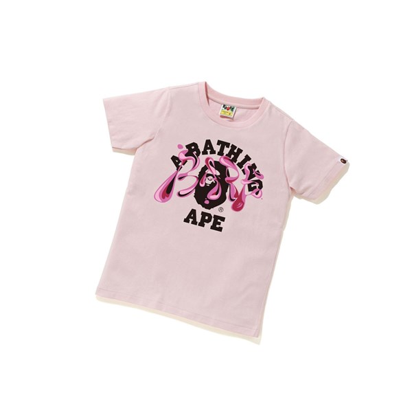 A BATHING APE Bape Marble Camo Liquid College Tee Kurzes Sleeve T-shirts Damen Rosa | 72153IMFU