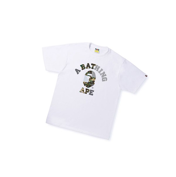 A BATHING APE Bape Military Crazy College Tee Kurzes Sleeve T-shirts Herren Weiß | 17463OQTP