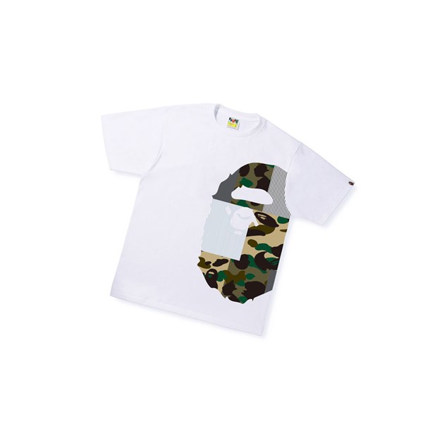 A BATHING APE Bape Military Crazy Side Big Ape Head Tee Kurzes Sleeve T-shirts Herren Weiß | 63078ZIHY