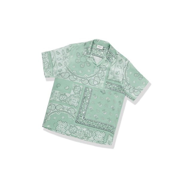 A BATHING APE Bape Paisley Print Kurzes Sleeve Hemd Herren Hellgrün | 08973KPZY