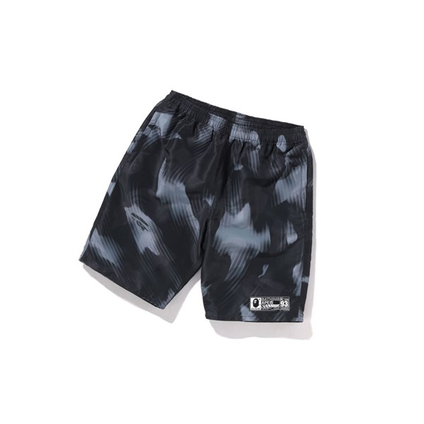 A BATHING APE Bape Stroke Camo Beach Kurze Hose Herren Schwarz | 07546RZXO