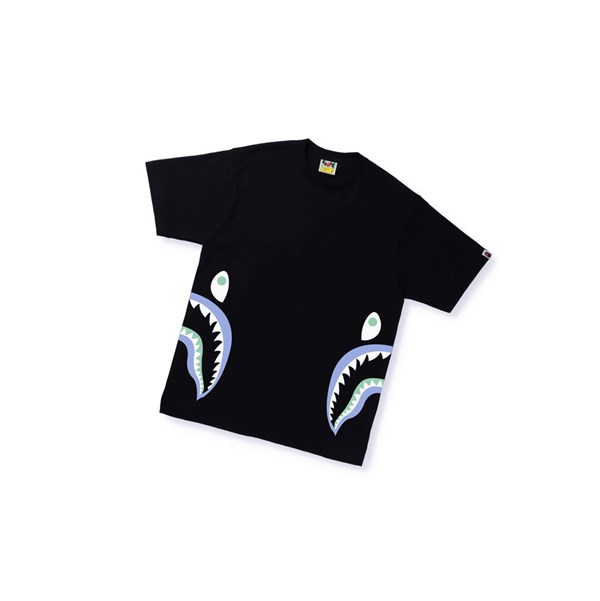 A BATHING APE Bape Text Code Camo Side Shark Tee Kurzes Sleeve T-shirts Herren Schwarz | 04789CGPV