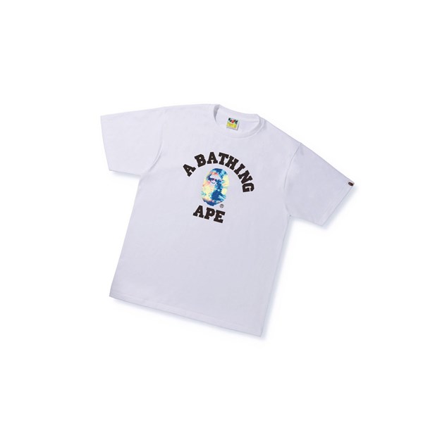 A BATHING APE Bape Tie Dye College Tee Kurzes Sleeve T-shirts Herren Weiß | 58396GVZI