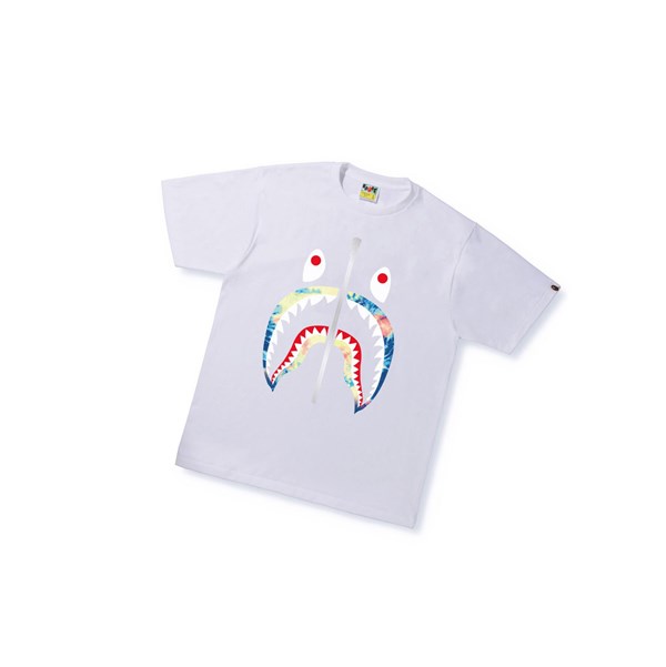 A BATHING APE Bape Tie Dye Shark Tee Kurzes Sleeve T-shirts Herren Weiß | 27590OKDF