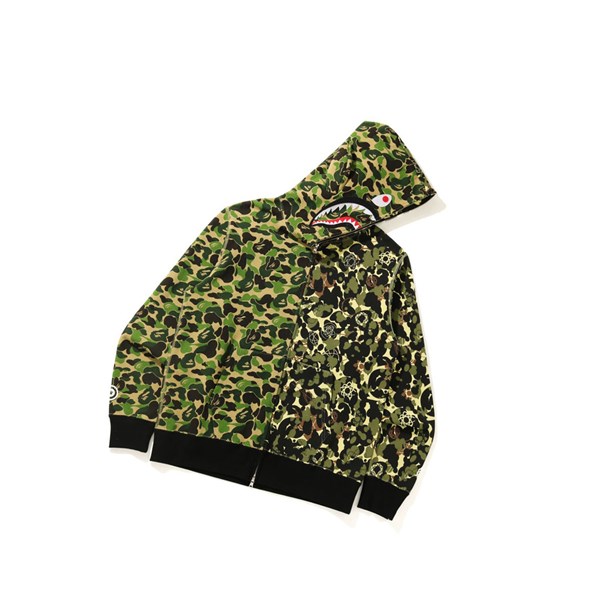 A BATHING APE Bape X Mo'Wax X Unkle Bape Camo Zip Throughs Hoodie Herren Grün | 84650DGAX