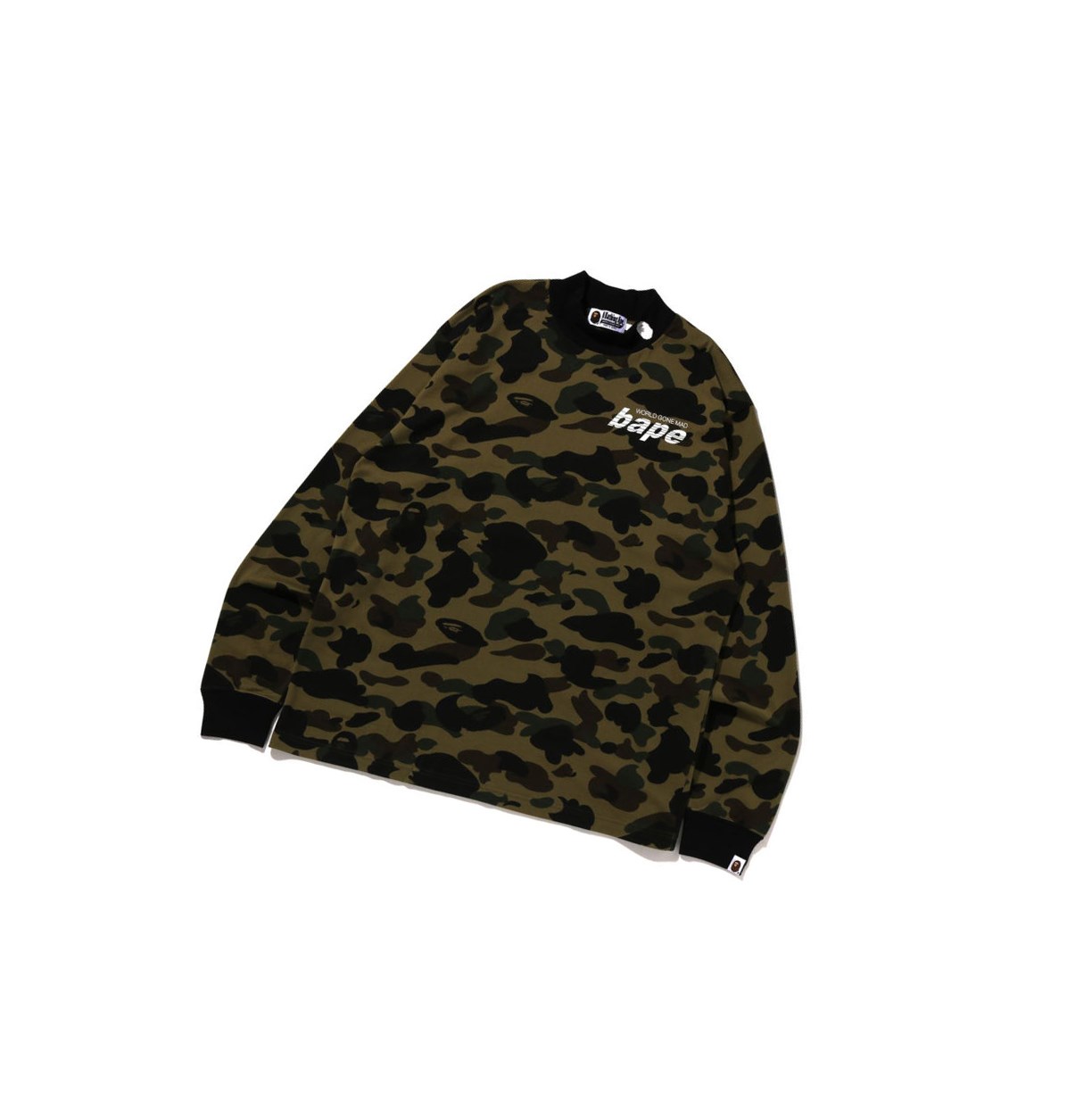 A BATHING APE Bape 1st Camo Mock Neck Relaxed Fit L/S Tee Long Sleeve T-shirts Herren Grün | 37924KTVZ