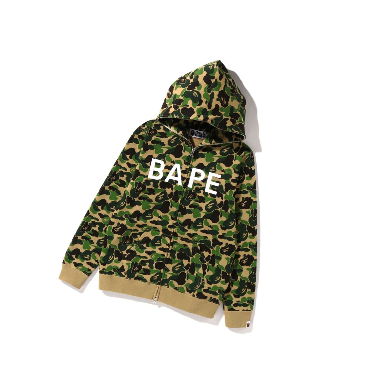 A BATHING APE Bape Abc Camo Bape Full Zip Hoodie Damen Grün | 07381IQMO