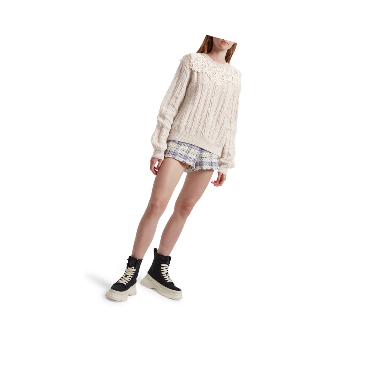 A BATHING APE Bape Asymmetric Knit Pullover Crew Neck Knitwear Bluse Damen Beige | 29405ATVZ