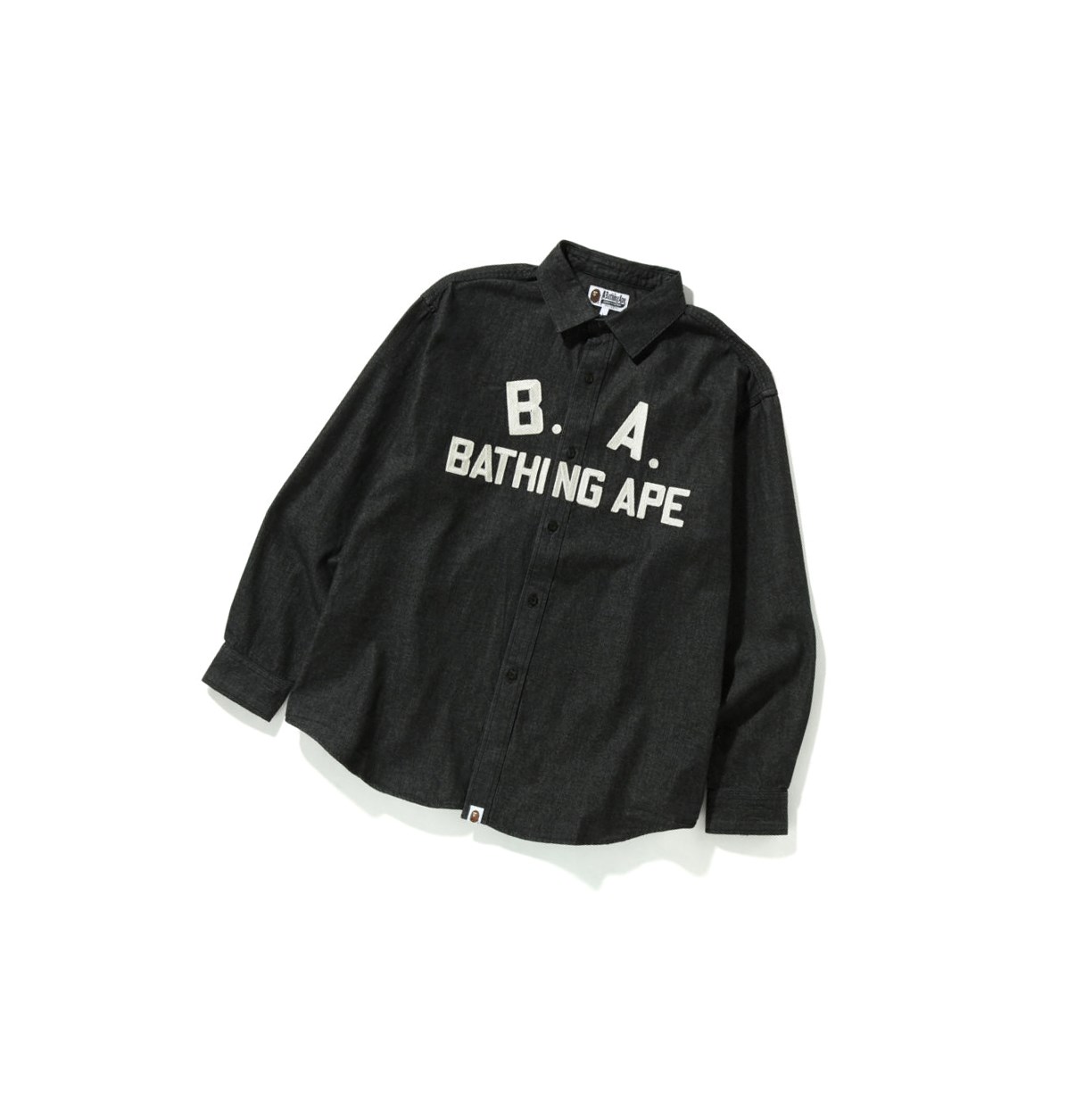 A BATHING APE Bape B.A Loose Fit Denim Long Sleeve Hemd Herren Schwarz | 28490NVHY