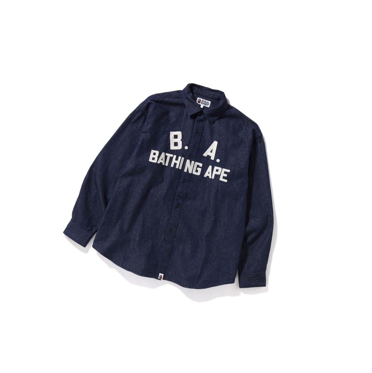 A BATHING APE Bape B.A Loose Fit Denim Long Sleeve Hemd Herren Blau | 96573SICM