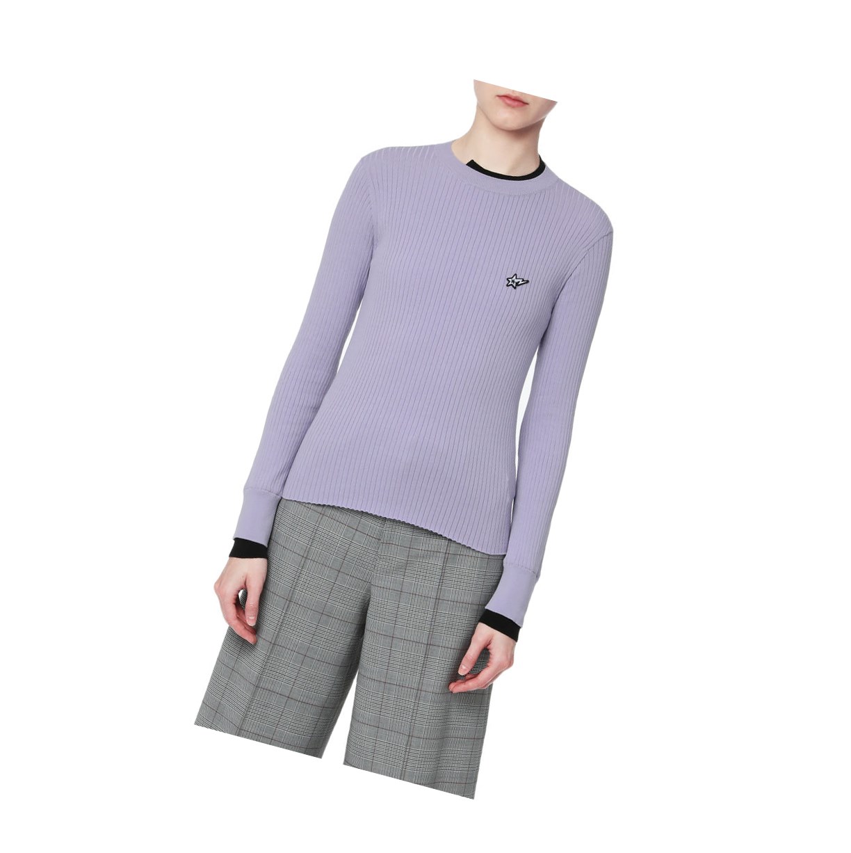 A BATHING APE Bape Contrast Ribbed Pullover Crew Neck Knitwear Bluse Damen Lilac | 82619NYXL