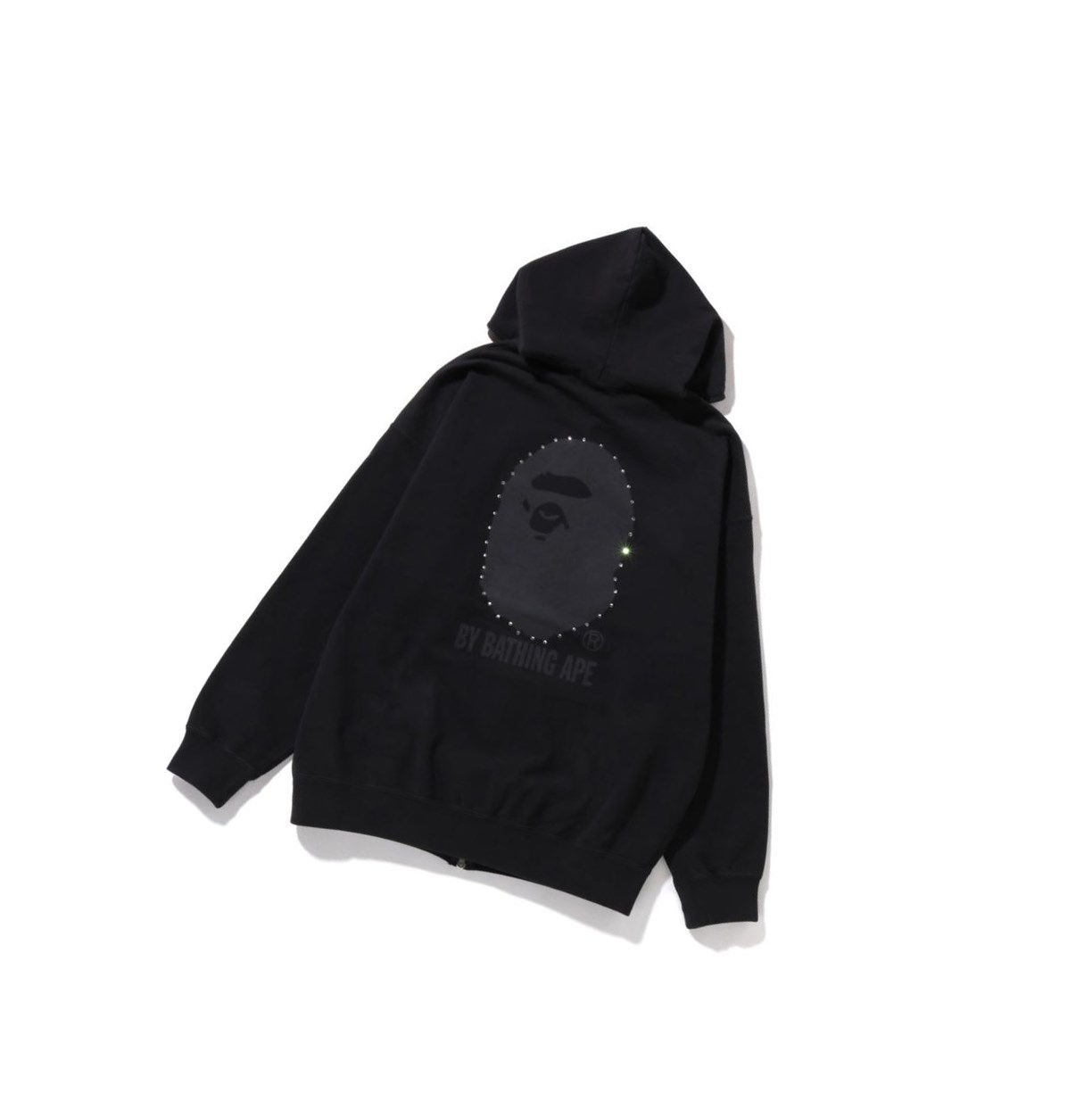 A BATHING APE Bape Crystal By Bathing Overdyed Oversized Full Zip Hoodie Damen Schwarz | 36017OPMN