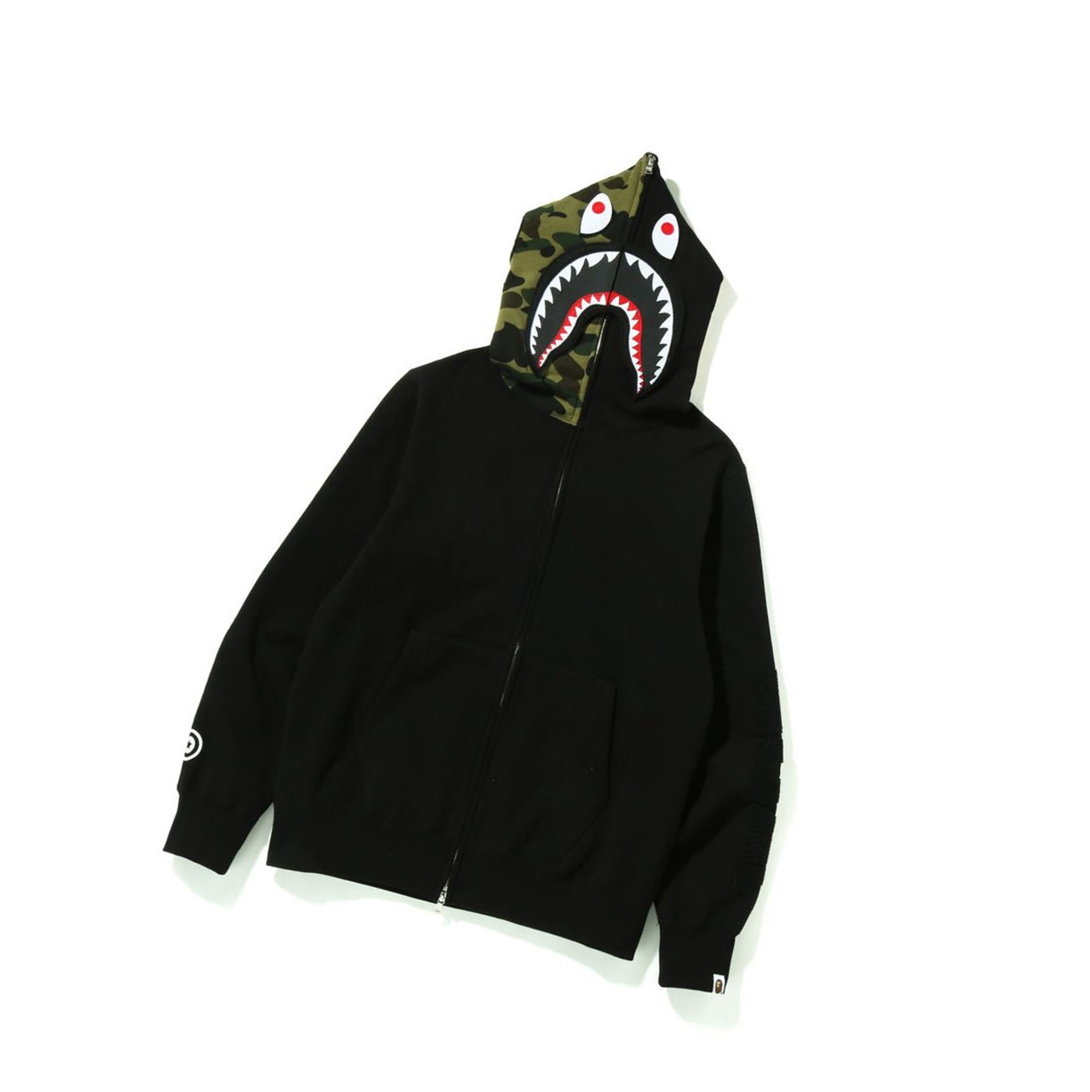 A BATHING APE Bape Detachable Shark Full Zip Throughs Hoodie Herren Schwarz | 67432HCAL