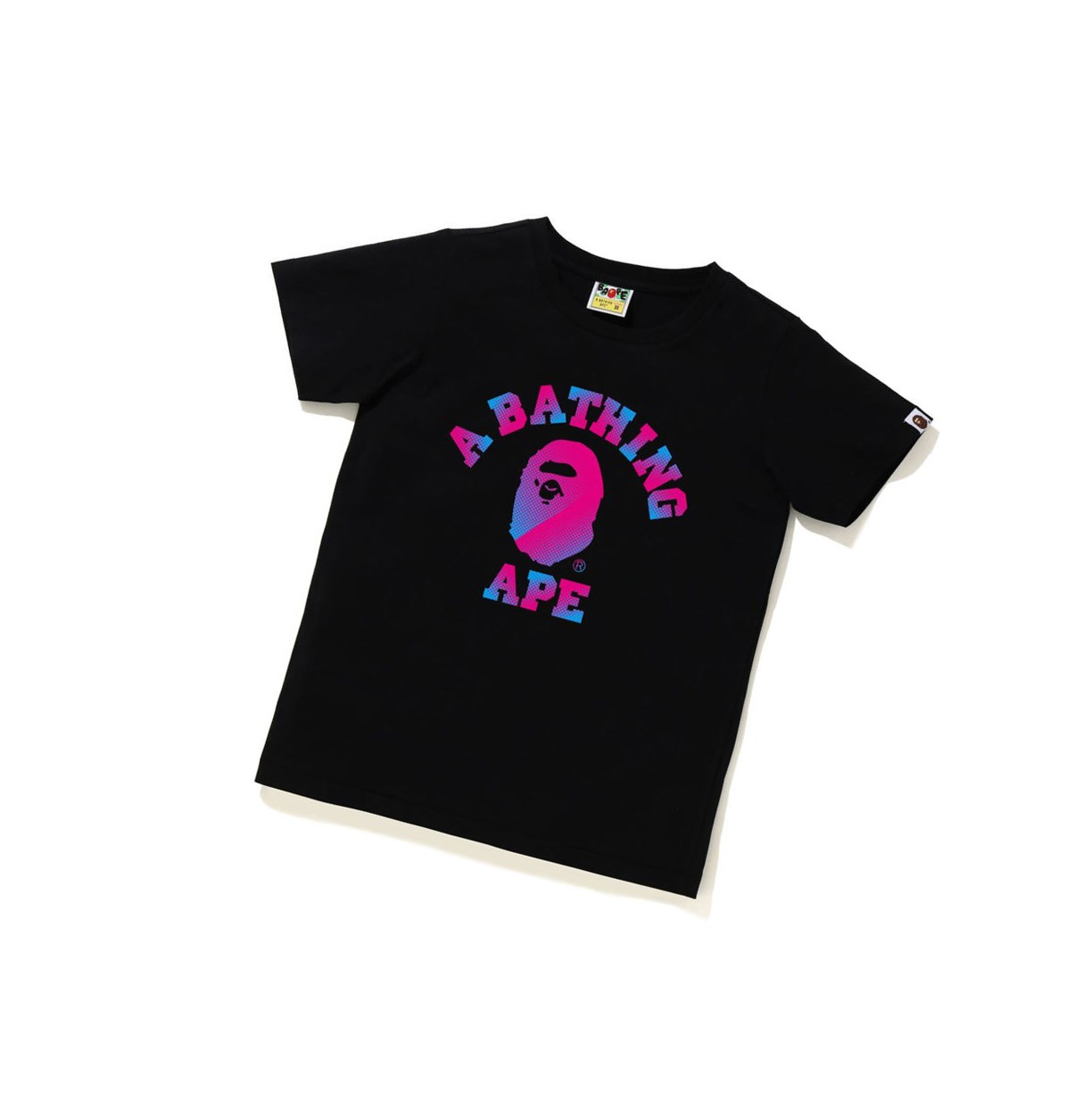 A BATHING APE Bape Halftone Dot College Tee Kurzes Sleeve T-shirts Damen Schwarz | 72936ZYNK