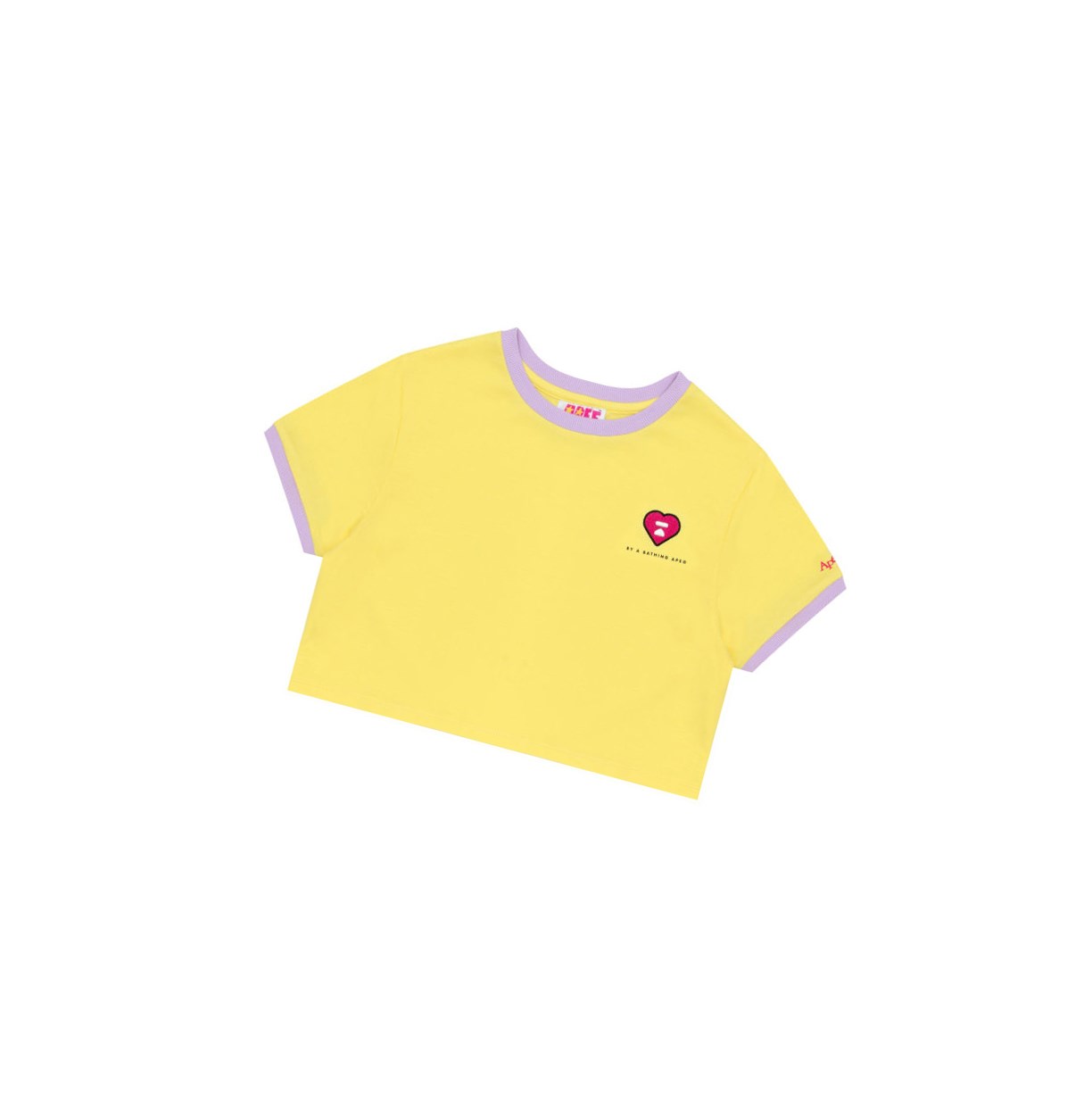 A BATHING APE Bape Heart Cropped Tee Kurzes Sleeve T-shirts Damen Gelb | 36981VYEJ