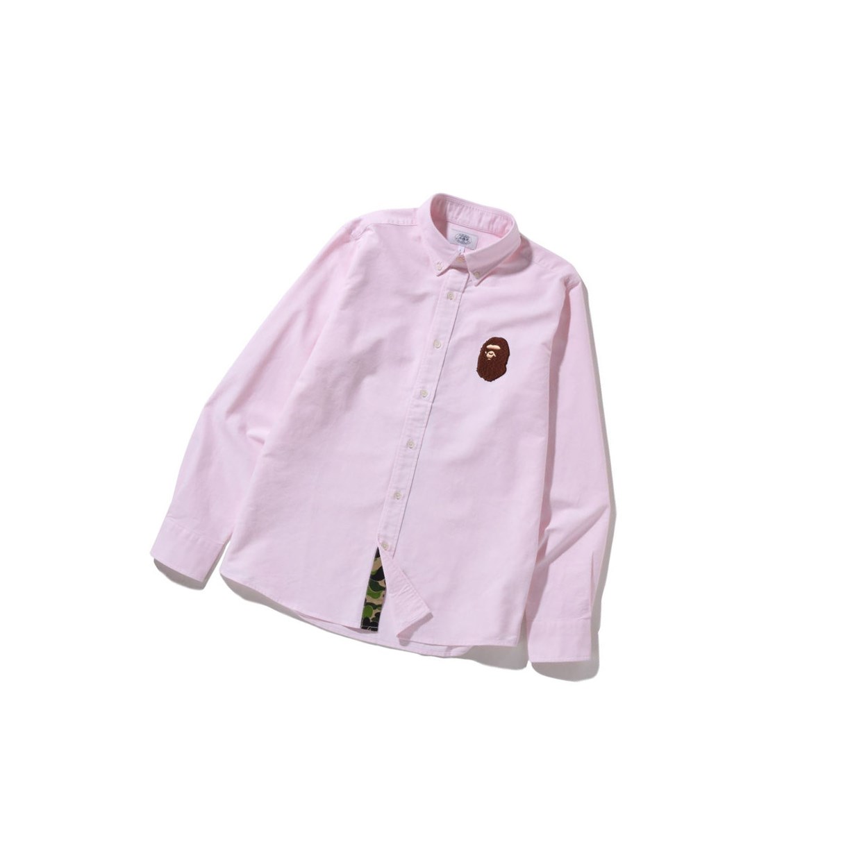 A BATHING APE Bape Large Ape Head Oxford Bd Long Sleeve Hemd Herren Rosa | 62094VUTX