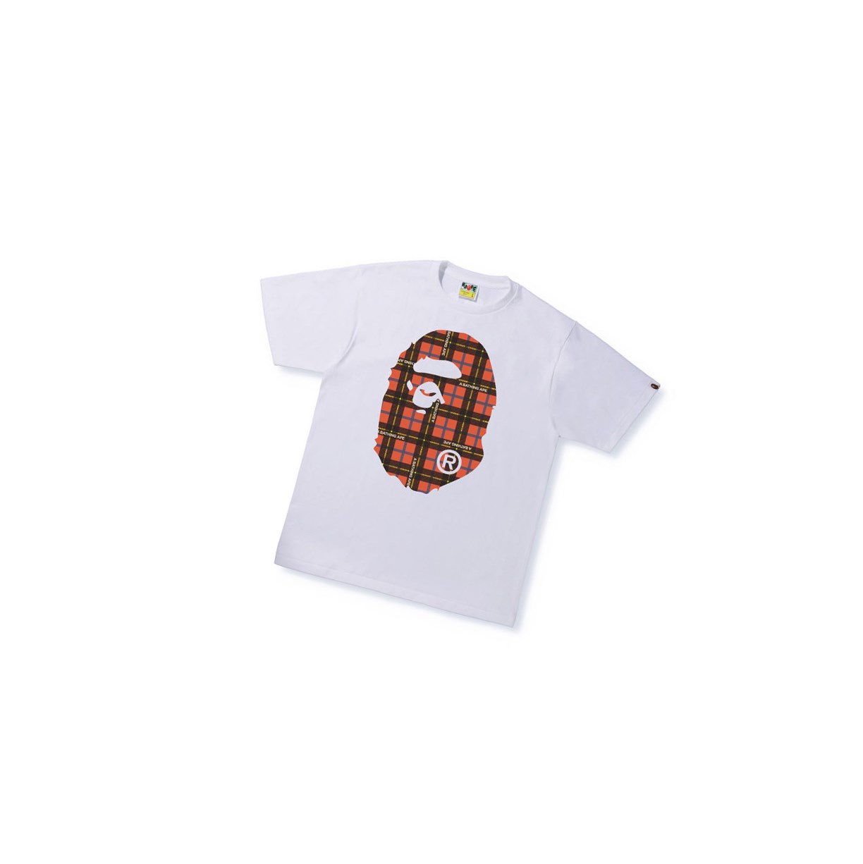 A BATHING APE Bape Logo Check Big Ape Head Tee Kurzes Sleeve T-shirts Herren Weiß | 24619DNFO