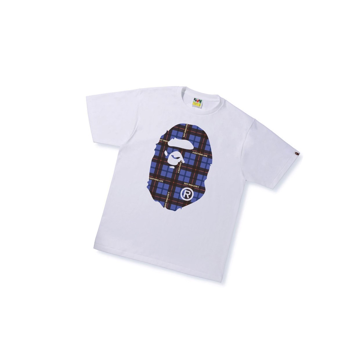 A BATHING APE Bape Logo Check Big Ape Head Tee Kurzes Sleeve T-shirts Herren Weiß | 57382ZRJF