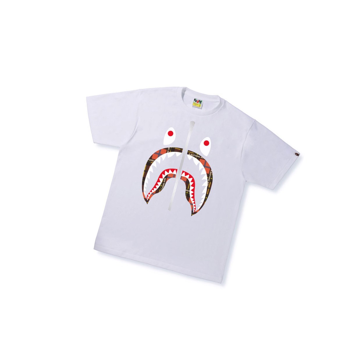 A BATHING APE Bape Logo Check Shark Tee Kurzes Sleeve T-shirts Herren Weiß | 16307KMQB