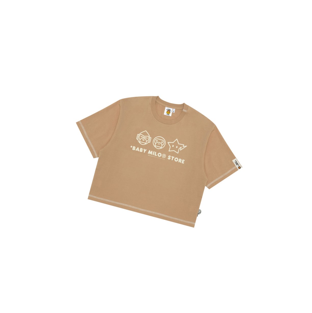 A BATHING APE Bape Logo Crop Fit Tee Kurzes Sleeve T-shirts Damen Beige | 56710RPDI