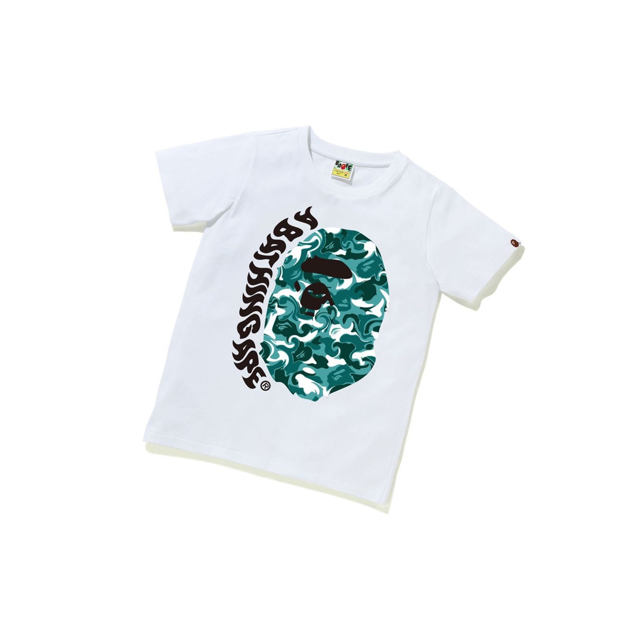 A BATHING APE Bape Marble Camo Ape Head Tee Kurzes Sleeve T-shirts Damen Weiß | 03674WKNS