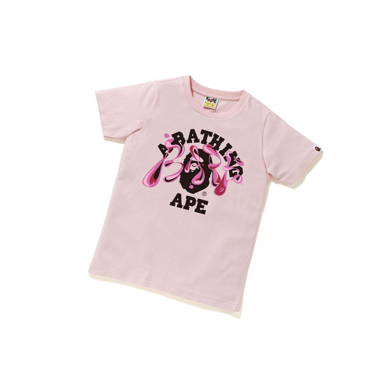 A BATHING APE Bape Marble Camo Liquid College Tee Kurzes Sleeve T-shirts Damen Rosa | 72153IMFU