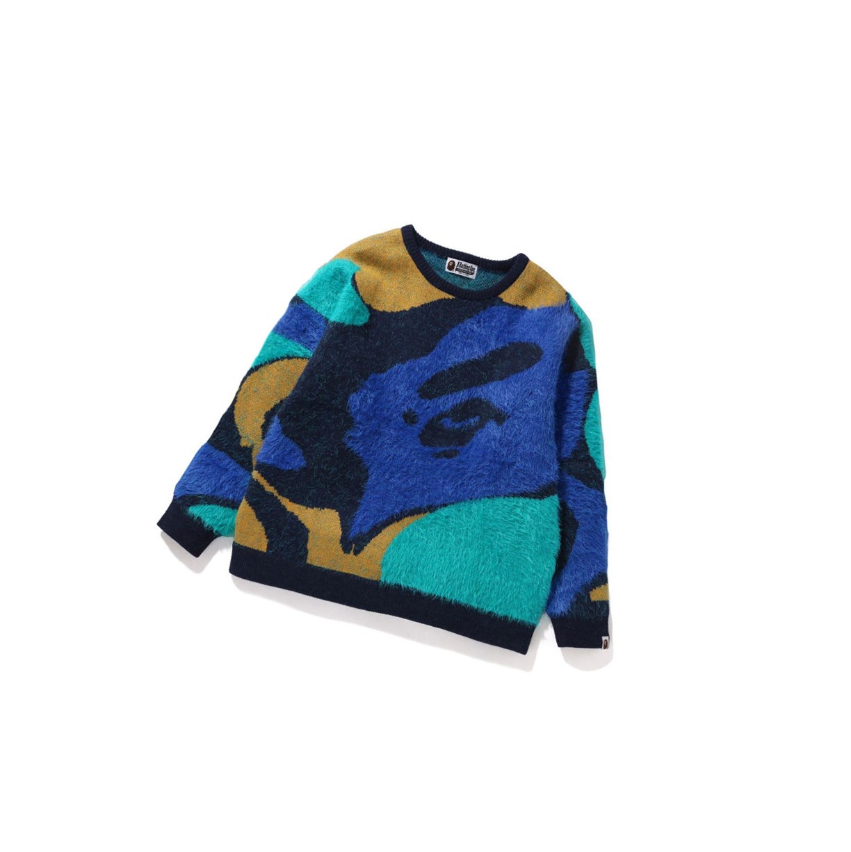 A BATHING APE Bape Marble Camo Oversized Knit Sweatshirts Damen Caise | 39087MOIU