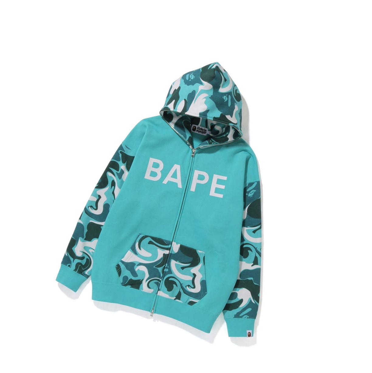 A BATHING APE Bape Marble Camo Oversized Full Zip Throughs Hoodie Damen Mintfarben | 43185EQFR