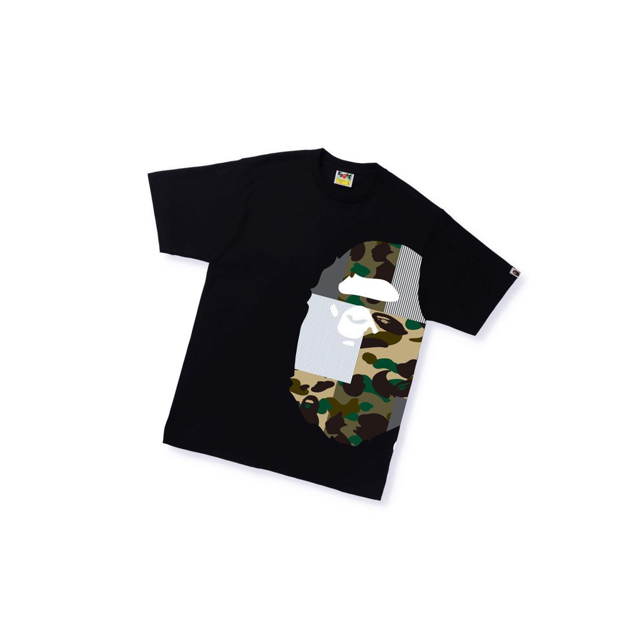 A BATHING APE Bape Military Crazy Side Big Ape Head Tee Kurzes Sleeve T-shirts Herren Schwarz | 06952CLUG