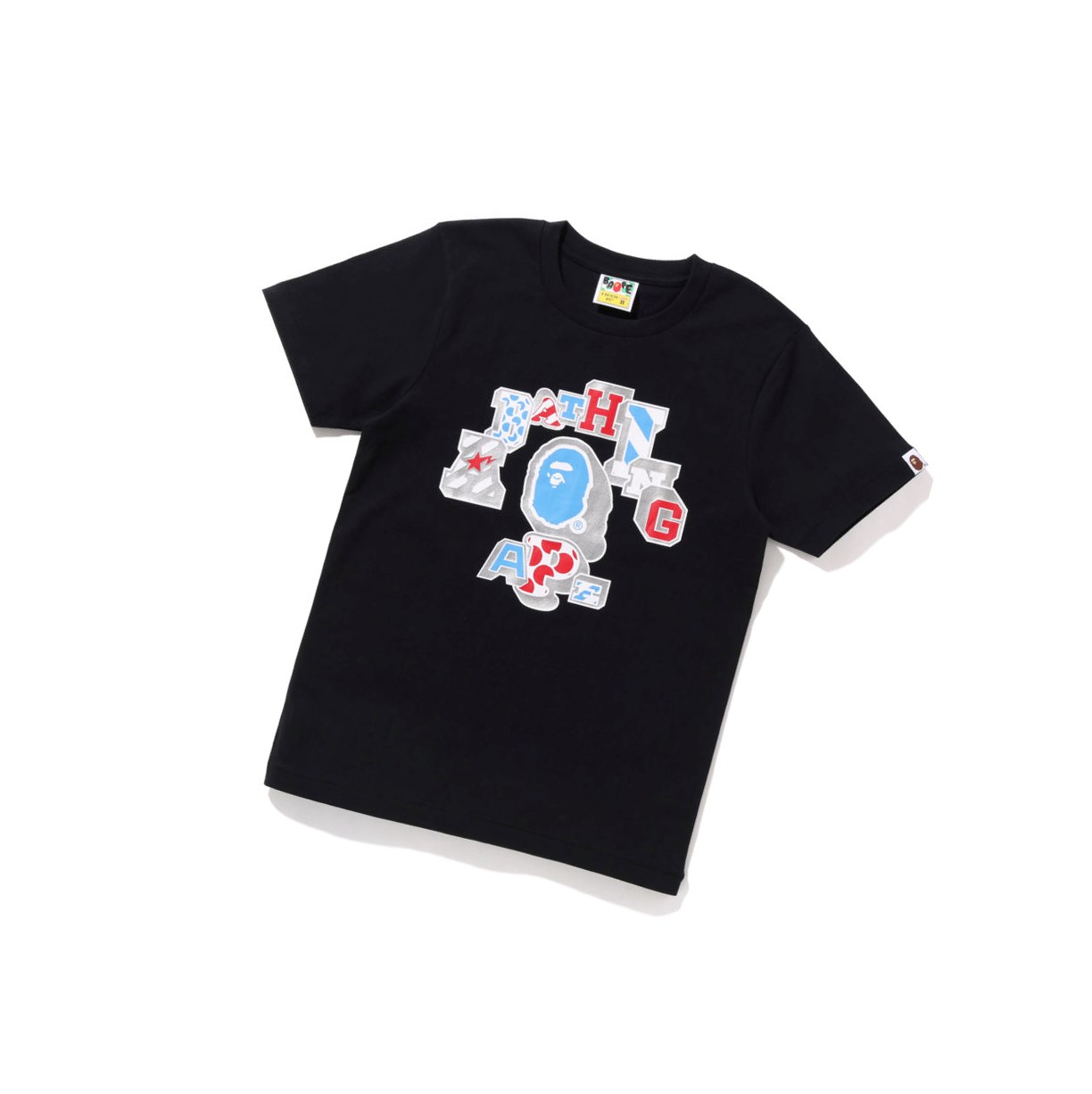 A BATHING APE Bape Mix Patched College Tee Kurzes Sleeve T-shirts Damen Schwarz | 89361UWRE