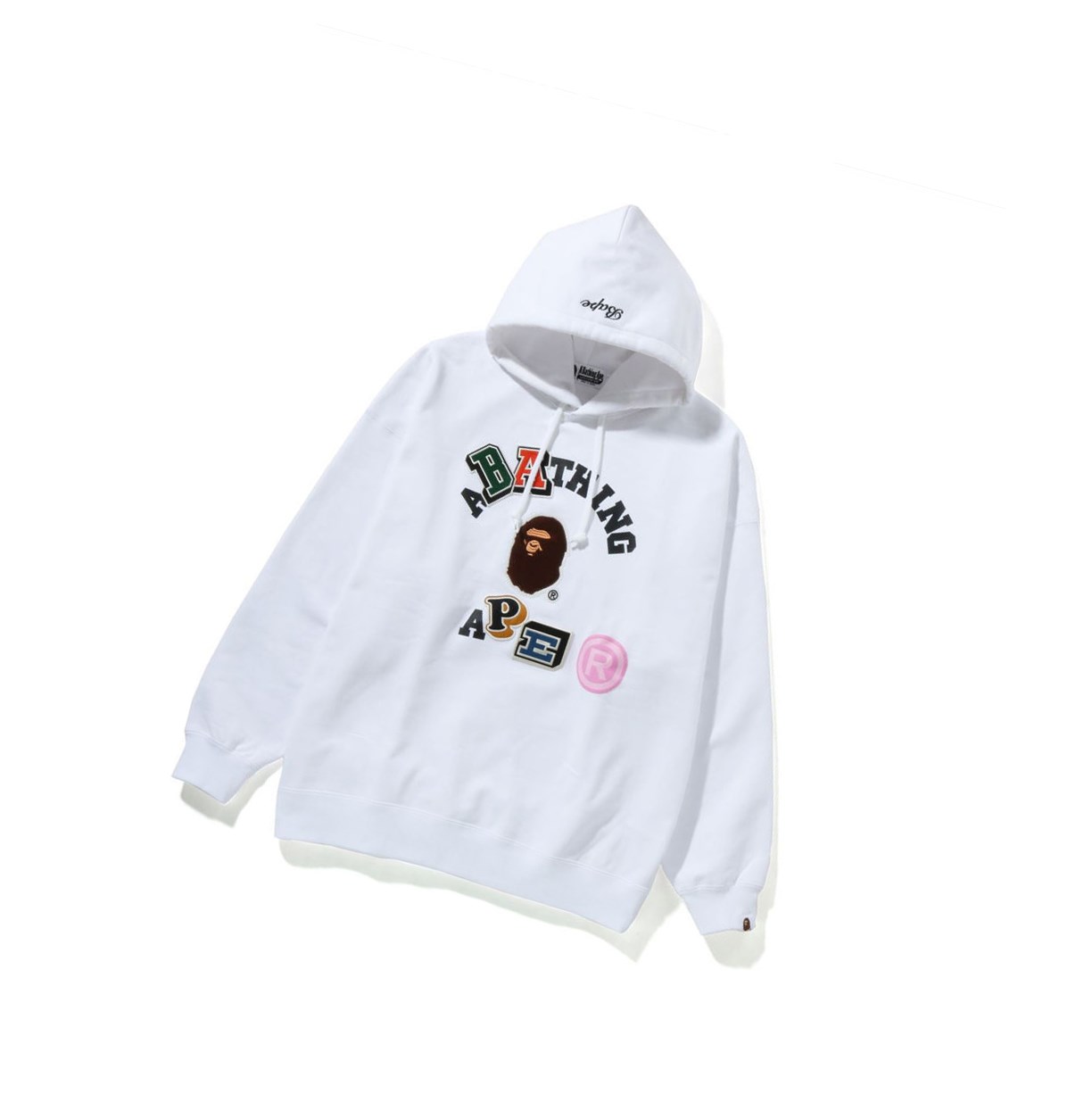 A BATHING APE Bape Multi Fonts College Oversized Hoodie Damen Weiß | 69073MAJB