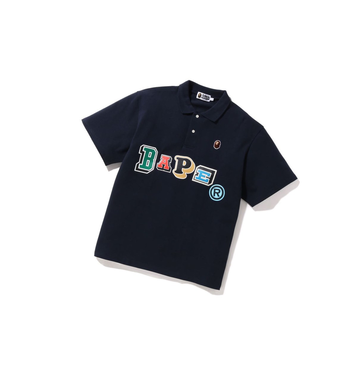 A BATHING APE Bape Multi Fonts Relaxed Fit Kurzes Sleeve Polo Herren Navy Blau | 61948NEQW