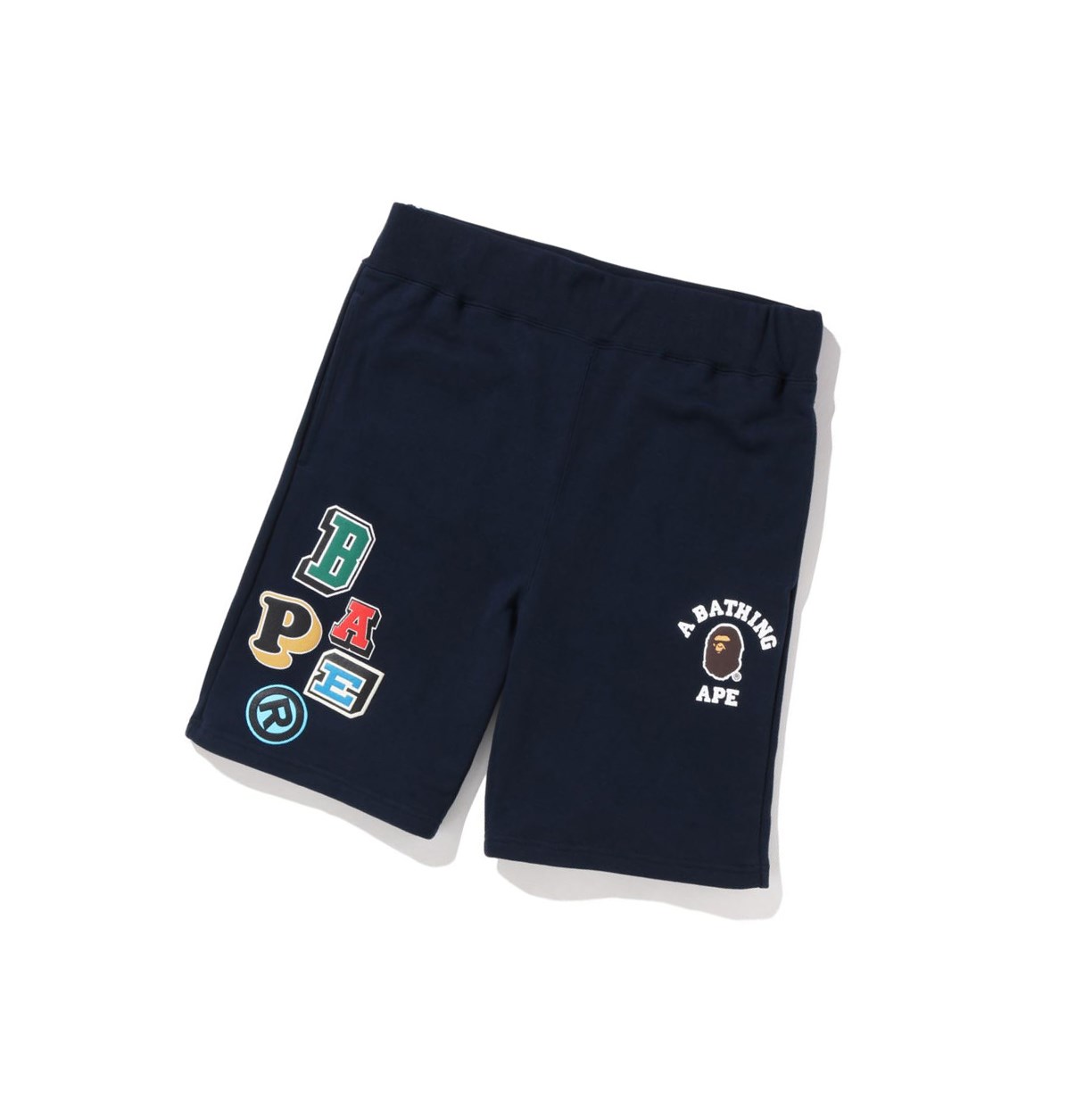 A BATHING APE Bape Multi Fonts Sweat Kurze Hose Herren Navy Blau | 87532ECLI