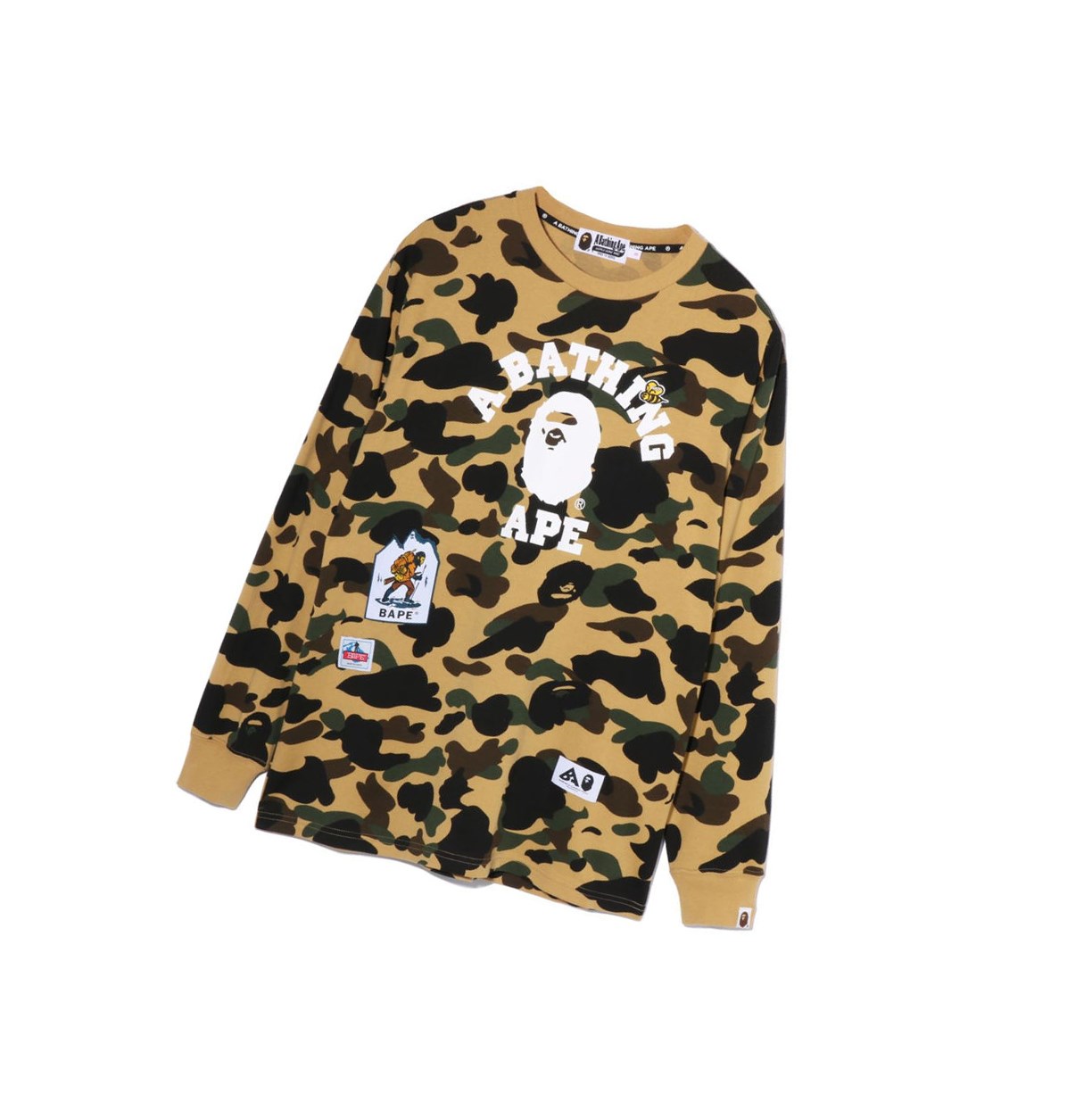 A BATHING APE Bape Multi Label 1st Camo L/S Tee Long Sleeve T-shirts Damen Gelb | 04753ASMG