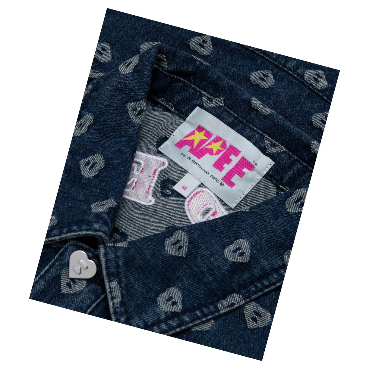 A BATHING APE Bape Patterned Denim Thin Jacke Damen Denim | 06943HNDL