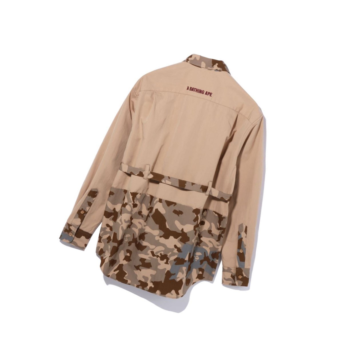 A BATHING APE Bape Sand Camo A Bathing Ape Oversized Long Sleeve Hemd Damen Beige | 01875CFNS