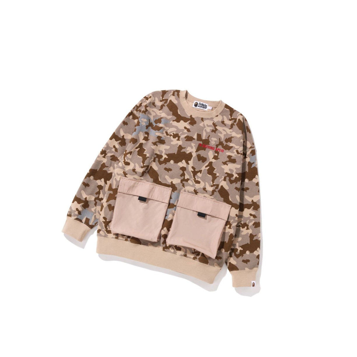 A BATHING APE Bape Sand Camo Big Pocket Oversized Crewneck Sweatshirts Damen Beige | 72658VXDI