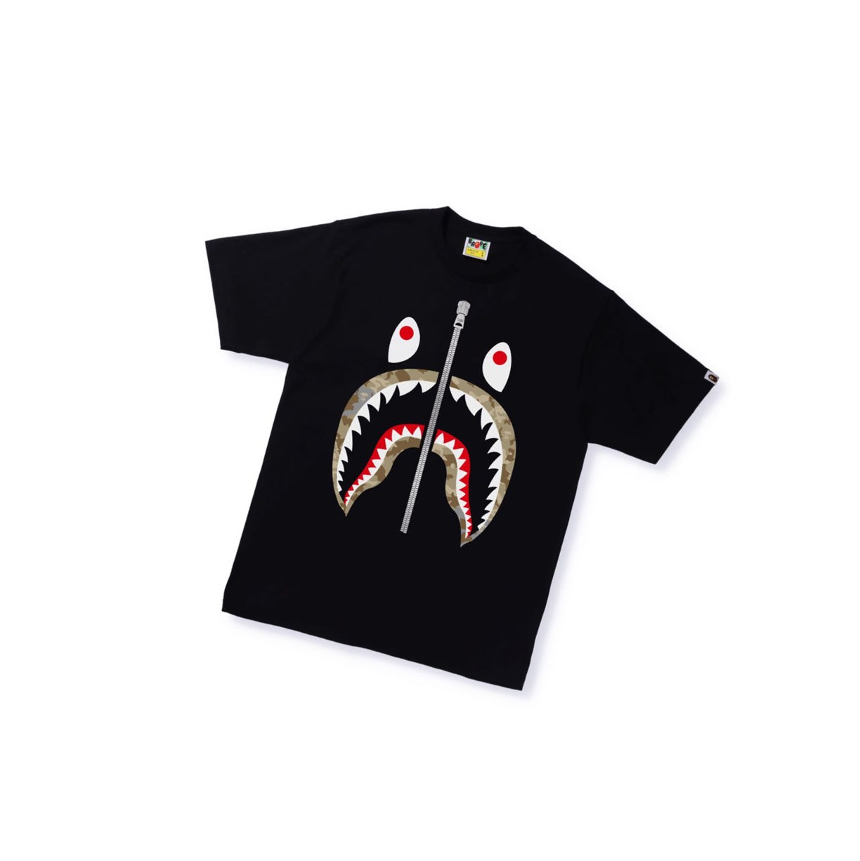 A BATHING APE Bape Sand Camo Shark Tee Kurzes Sleeve T-shirts Herren Schwarz | 91463VJYT