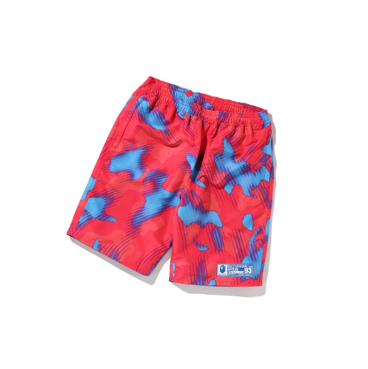 A BATHING APE Bape Stroke Camo Beach Kurze Hose Herren Rot | 47560TRFU