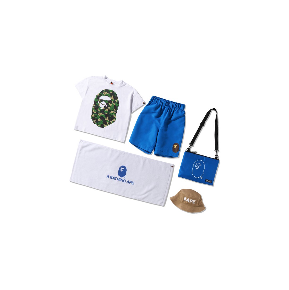 A BATHING APE Bape Summer Bag Vacation Beach T-shirts Kinder Blau | 82350ZTYL