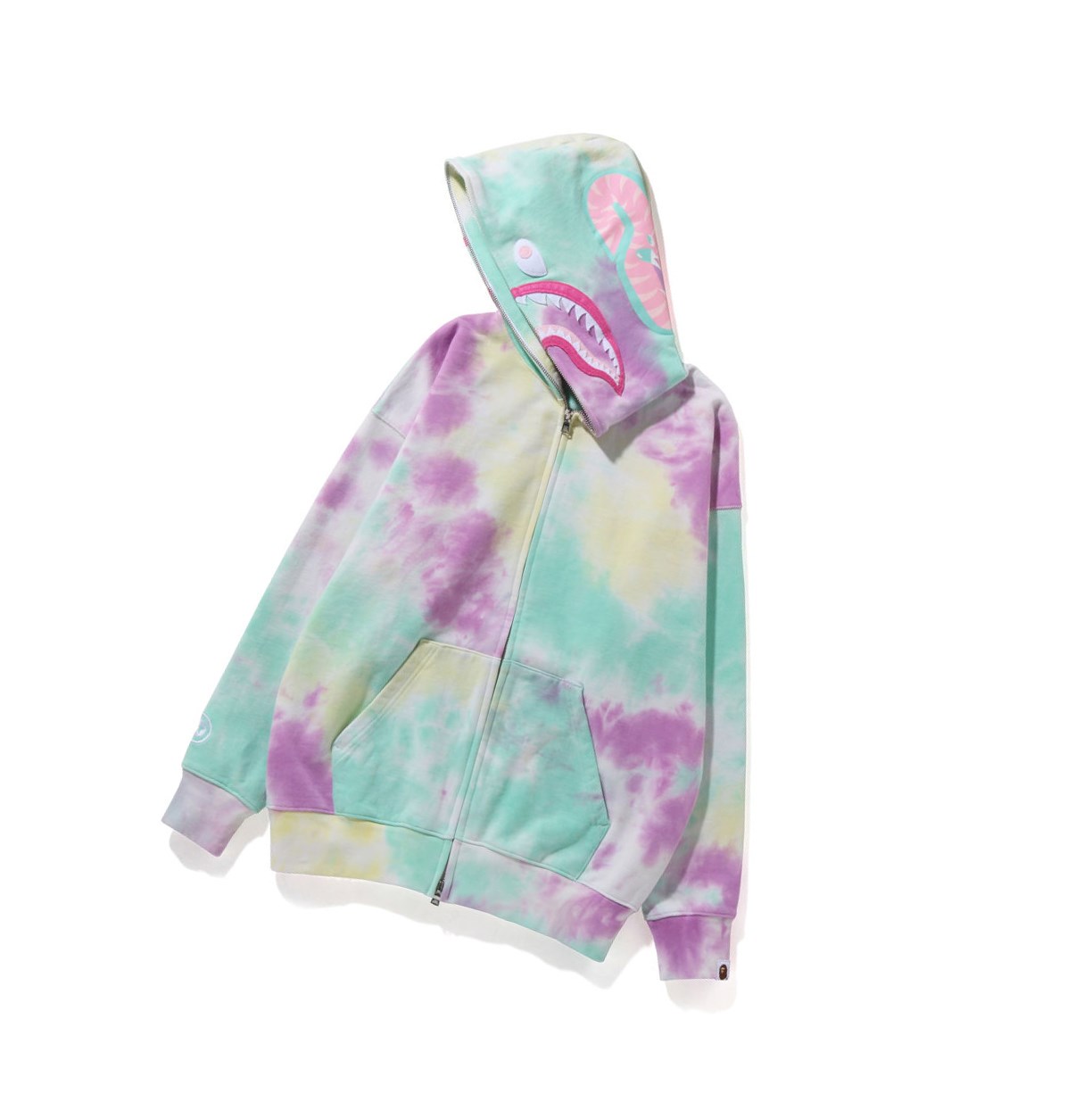 A BATHING APE Bape Tie-dye Shark Oversized Full Zip Throughs Hoodie Damen Caise | 29685XCTQ